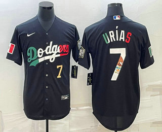 Mens Los Angeles Dodgers #7 Julio Urias Number Black Mexico 2020 World Series Cool Base Nike Jersey->los angeles dodgers->MLB Jersey